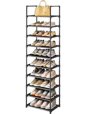 New 10 Tier Shoe Rack, Tall Shoe Organizer, 16.9" Wide, Black